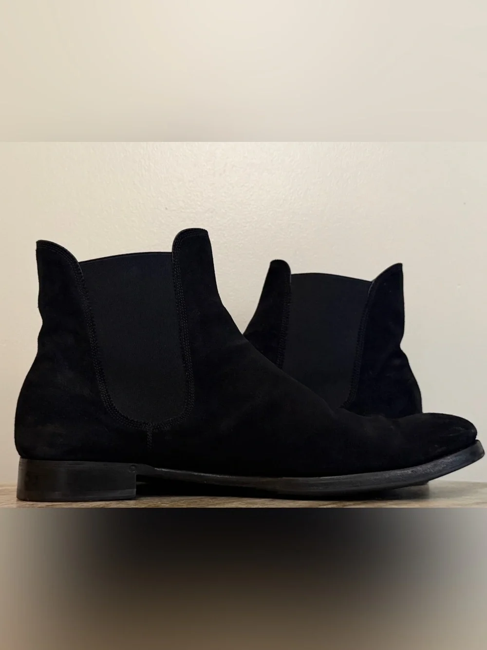 Ralph Lauren Purple Label Suede Chelsea Boots 13 D Black Italy Pull On $1500